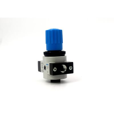 FESTO LR-1/8-D-MINI 159624 LR-1/8-D-MINI-MPA 8002274 วาล์วควบคุมความดันจากสกัดเหล็กซิงค์ มีเครื่องวัดความดัน 0.5-12 บาร์
