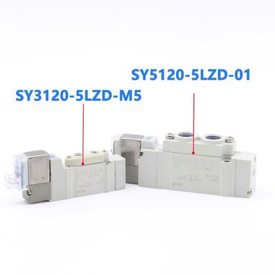 ขนาดประตู Ø6 SY3420-6LZD-C6 SMC ปั๊มซอลีนอยด์วาล์ว3 ตําแหน่งศูนย์ออก DC12V
