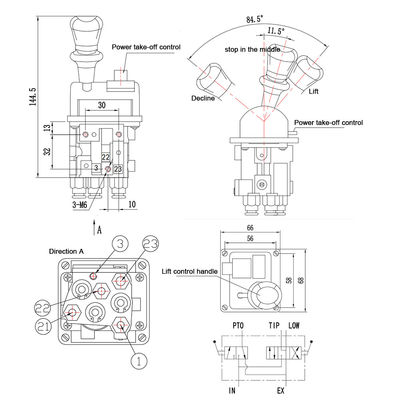 HYVA JQF34-B 14750650H ช้าลงรถบรรทุกขยะ การควบคุมวาล์วมือ