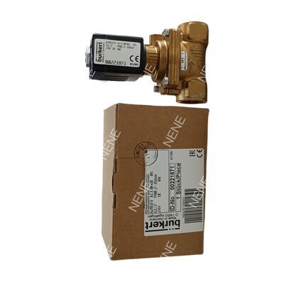 Brass Solenoid Valve BURKERT Type 6281 00221961 G1 2/2 Normally Closed Manual Operation 25.0 Flow Orifice NBR Seal AC220V 8W 0.2-16bar -10 To +80 Degrees Celsius