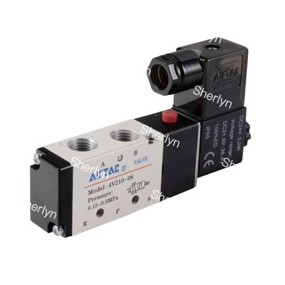 AIRTAC สองตําแหน่ง ห้าทางซอลีนอยด์วาล์ว 4V210/110/310/410-10/08/06-DC24V-AC220V
