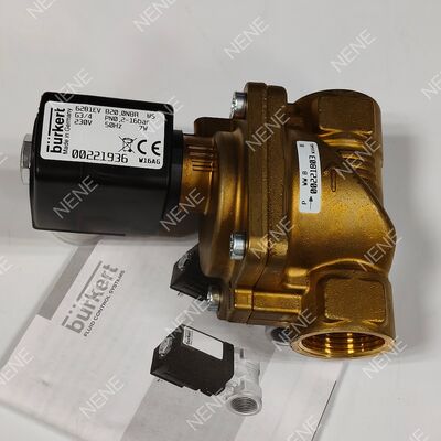 AC24V อุณหภูมิสูง FKM Seal Solenoid Valve BURKERT ประเภท 6281 00221878 G3/4 2/2 NC กรอบทองแดง 20.0 ช่อง 8W 0.2-16bar 0~+120°C