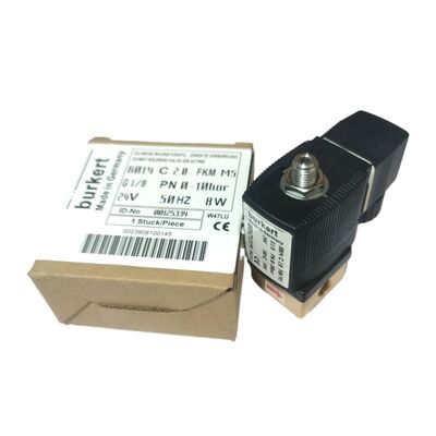 วาล์วควบคุมโดยตรงสำหรับอุตสาหกรรม 00126091, รุ่น Burkert 6013, แบบปิดปกติ, รู 3.0 มม., เกลียว G1/8, 24VDC, 0-6 บาร์ พร้อมไดอะแฟรม FKM