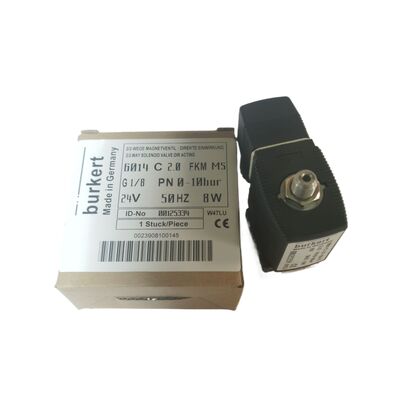 Burkert 00125301 Industrial Solenoid Valve, G1/4 Inch Port, 3.0 Flow Oriffice, FKM โฮสติ้งทองแดงปิด, พลังงาน 24V DC 8W, 0 ~ 6bar การใช้งานความดันต่ํา