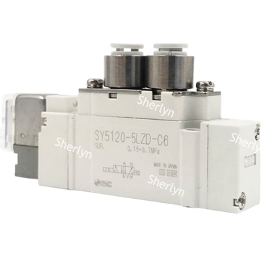 พอร์ต M5 ขนาดกะทัดรัด DC12V นักบินโซลินอยด์วาล์ว SMC SY3120-6LZD-M5 พลังงานต่ำสำหรับการจ่าย SMT