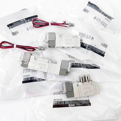 พอร์ต M5 ขนาดกะทัดรัด DC12V นักบินโซลินอยด์วาล์ว SMC SY3120-6LZD-M5 พลังงานต่ำสำหรับการจ่าย SMT