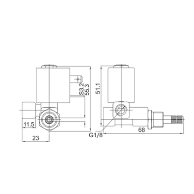 5531-02-28GBV-DN2 วาล์วน้ํา ร่างทองแดง FKM ผ่าตัด 2 ทาง ปิดปกติ 1/8 'การกระทําโดยตรง 2.8 มม ขนาดประตู