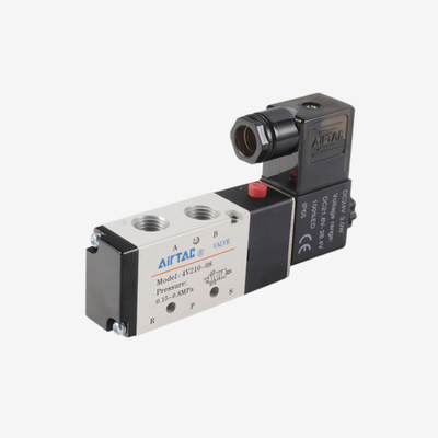Airtac 4V110-06 Sliding Spool Air Solenoid Valve Aluminum Alloy Body No Lubrication Required Manual Override For Cylinder Pneumatic Circuit Drive