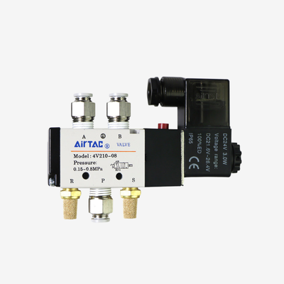 Airtac 4V310-08 วาล์วโซลินอยด์ลมสำหรับอุตสาหกรรม การปิดผนึกที่ดี ความเสถียร แรงดันเริ่มต้นต่ำ เหมาะสำหรับระบบควบคุมนิวแมติกส์สายการผลิตอัตโนมัติ