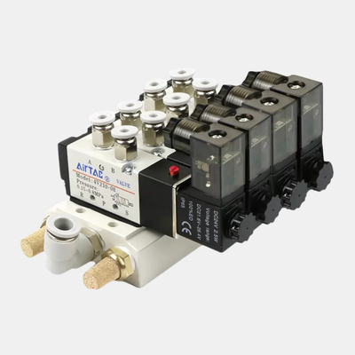 Airtac 4V210-08 Solenoid Valve Manifold Set 2 Position / 3 Position / 4 Position / 5 Position / 6 Position Combined Pneumatic Control Valve Assembly For Automated Air Circuit Control