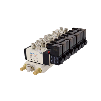 Airtac 4V110-06 Solenoid Valve Manifold Group 7 8 9 10 Station Aluminum Alloy Base Central Air Exhaust Manual Override For Equipment Test And Commissioning