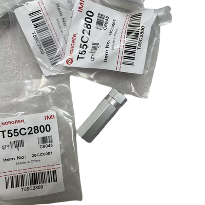 วาล์วกันกลับแบบนิวแมติกแบบกะทัดรัด T55C2800 IMI Norgren เกลียว G1/4 BSPP วาล์วกันกลับน้ำหนักเบาสำหรับวงจรนิวแมติกของหุ่นยนต์