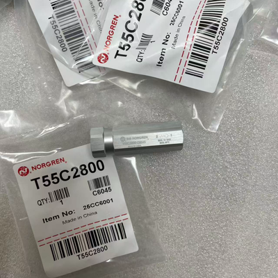 วาล์วกันกลับแบบนิวแมติกแบบกะทัดรัด T55C2800 IMI Norgren เกลียว G1/4 BSPP วาล์วกันกลับน้ำหนักเบาสำหรับวงจรนิวแมติกของหุ่นยนต์
