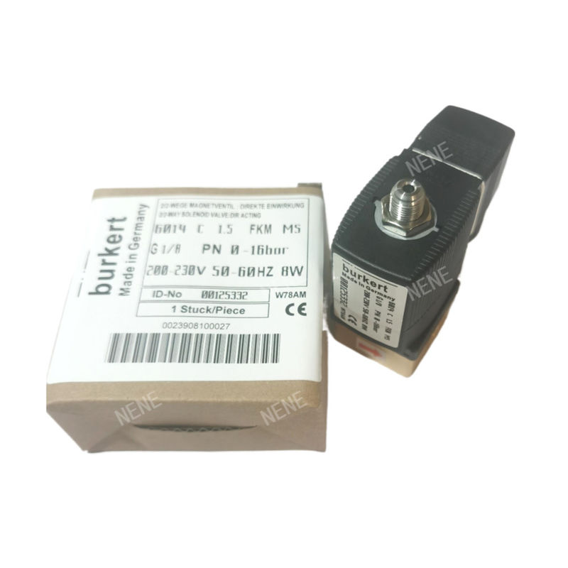 G1/4 Burkert Solenoid Valve 00125302 6013 ประเภทการกระทําโดยตรง 2/2 นิ้ว ปิดปกติ 3.0 หลุมระบาย FKM ปิดหลอดเหล็ก 24VAC 8W 0~10bar