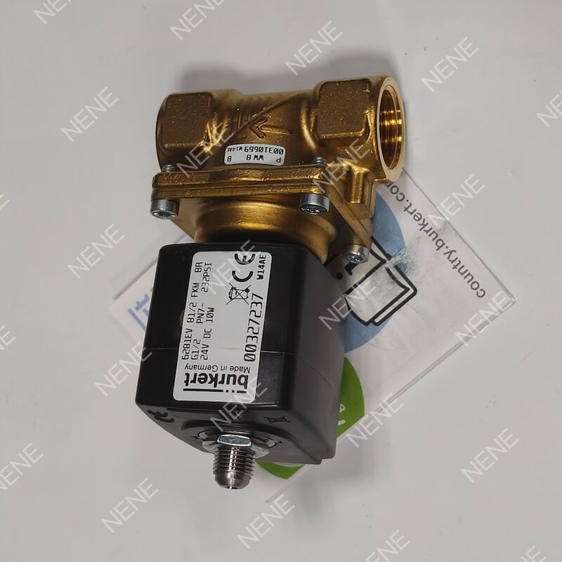 FKM Seal Solenoid Valve BURKERT ประเภท 6281 00221869 G3/8 Port 2/2 ปิดปกติ กรอบทองแดง 13.0 เปิด AC24V 8W 0.2-16bar 0 ถึง +120 °C