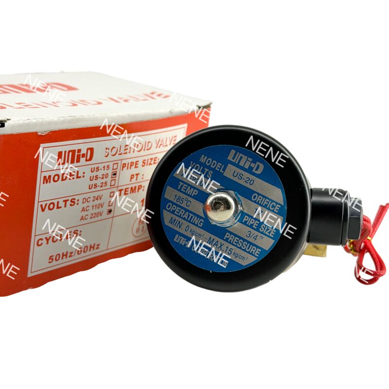 วาล์วโซลินอยด์แบบลูกสูบทองเหลือง US-20 UNID 3/4" -5°C ~ 185°C วาล์วน้ำ