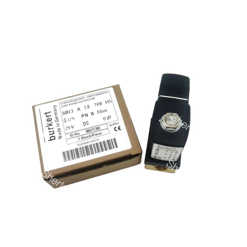 6013 ซีรี่ย์ ฟลิวิด โซเลโนอิด วาล์ว 00125302, ปิดปกติ 2/2 Way, G1/4 การเชื่อมต่อเส้น, FKM Seal & Brass Body, 24VAC Power,Max 10bar
