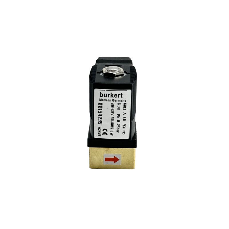 6013 Series BURKERT โซลินอยด์วาล์วควบคุมของเหลว 00134249, แรงดันสูง 16บาร์, อินเทอร์เฟซ G1/8, รู 2.5 มม., ซีล FKM ทนการกัดกร่อน, 24VDC 8W