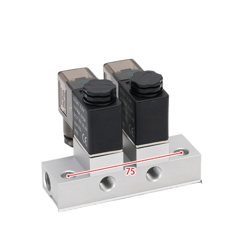 1-Inlet-2-Outlet 2V025-06-2F โซเลนอยด์แวลเวล มานิโฟลด์และ 2V025-06-3F 1-Inlet-3-Outlet DC12V/24V AC110V/220V