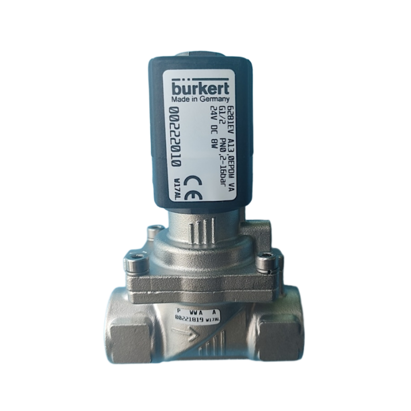 โซลินอยด์วาล์วไดอะแฟรมเซอร์โว Burkert รุ่น 6281 00323973 00323975 เกลียวใน G1/2 2/2 NC พร้อมระบบควบคุมด้วยมือ ตัววาล์วสแตนเลส ซีล FKM ช่องทางการไหล 13.0 DC24V AC220V