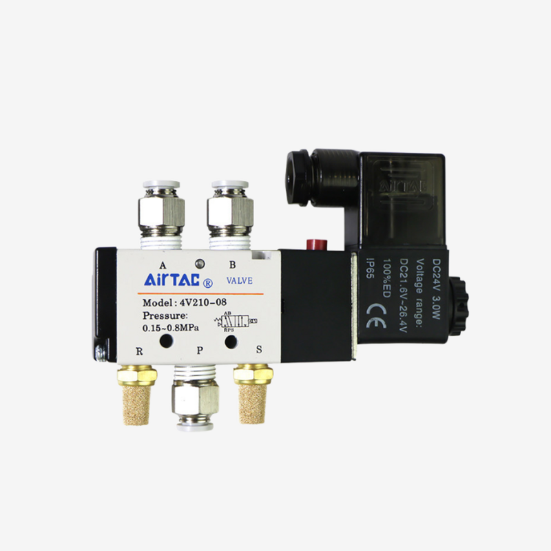 Airtac 4V310-08 วาล์วโซลินอยด์ลมสำหรับอุตสาหกรรม การปิดผนึกที่ดี ความเสถียร แรงดันเริ่มต้นต่ำ เหมาะสำหรับระบบควบคุมนิวแมติกส์สายการผลิตอัตโนมัติ