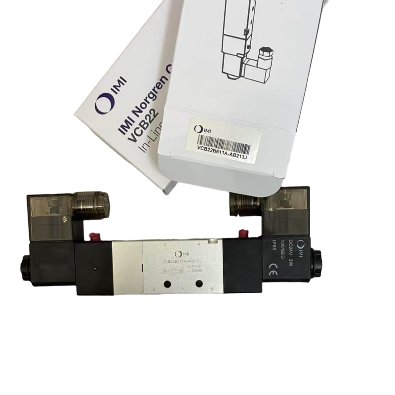 โซลินอยด์วาล์วแบบปิดศูนย์กลาง 5/3 NORGREN VCB22B611A-AB213J G1/4 24VDC วาล์วตำแหน่งโซลินอยด์คู่ 5 พอร์ต 3 ตำแหน่งสำหรับการจับยึดแบบลอย