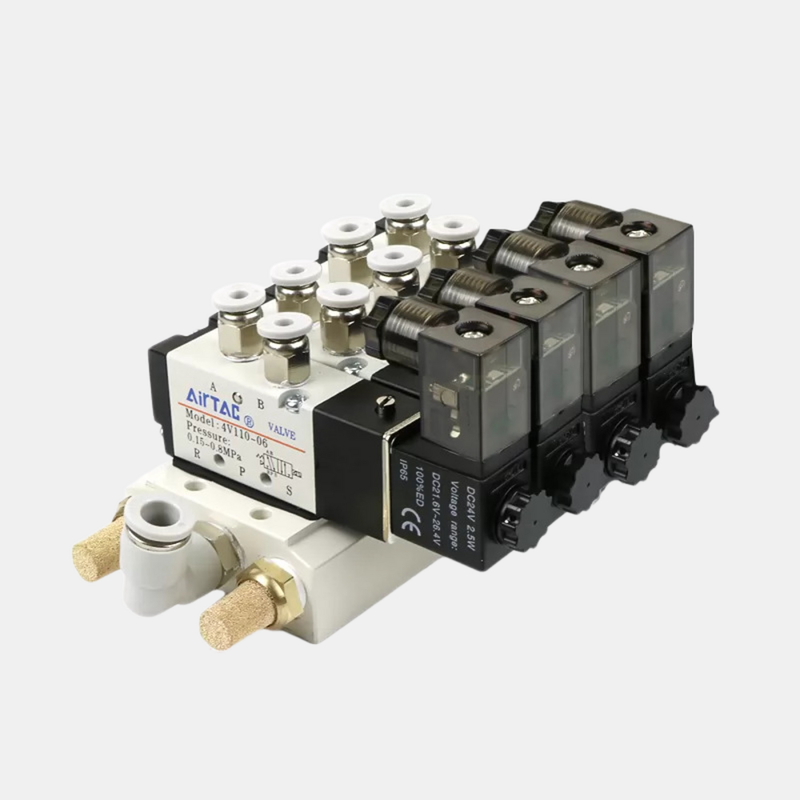 ชุดวาล์วโซลินอยด์ Airtac 4V310-08 แบบหลายสถานี 2 / 3 / 4 / 5 / 6 ตำแหน่ง กลุ่มวาล์วแบบรวมภายในสำหรับวงจรนิวแมติกหลายช่องสัญญาณ