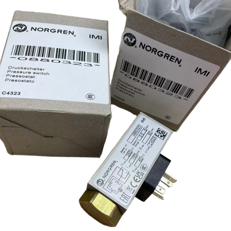สวิตช์แรงดัน G1/4 เกลียว 0.5-8 บาร์ NORGREN 0880323 ตัววัดแรงดันสำหรับท่อส่งของเหลวเครื่องมือกล