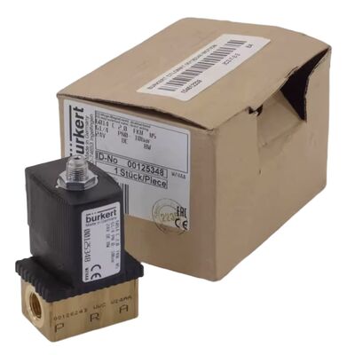 โซลินอยด์วาล์ว Burkert 6013 Type 2/2 NC รหัส 00134241, เกลียว G1/8, รูน้ำล้น 2.5, ไดอะแฟรม FKM, ตัวเรือนทองเหลือง, 24V AC, แรงดันใช้งาน 0~16bar