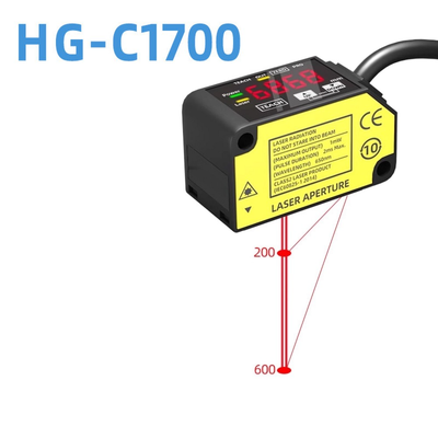 HG-C1700 เซ็นเซอร์การขยับเลเซอร์ 700 มม ระยะทางอ้างอิง ระยะการวัดระยะยาว CMOS เซ็นเซอร์ภาพ IP67 12-24V Dc NPN PNP 0-5V 4-20Ma สัญญาณอนาล็อก